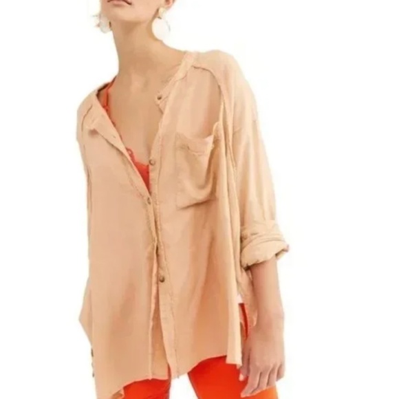 Free People Tops - NWOT Free People Keep It Simple Button Linen Shirt. S